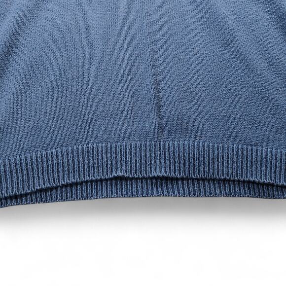 Vintage LL Bean Made in USA Knit Polo Shirt Grandpacore Preppy Navy Blue Men's L - Picture 6 of 8